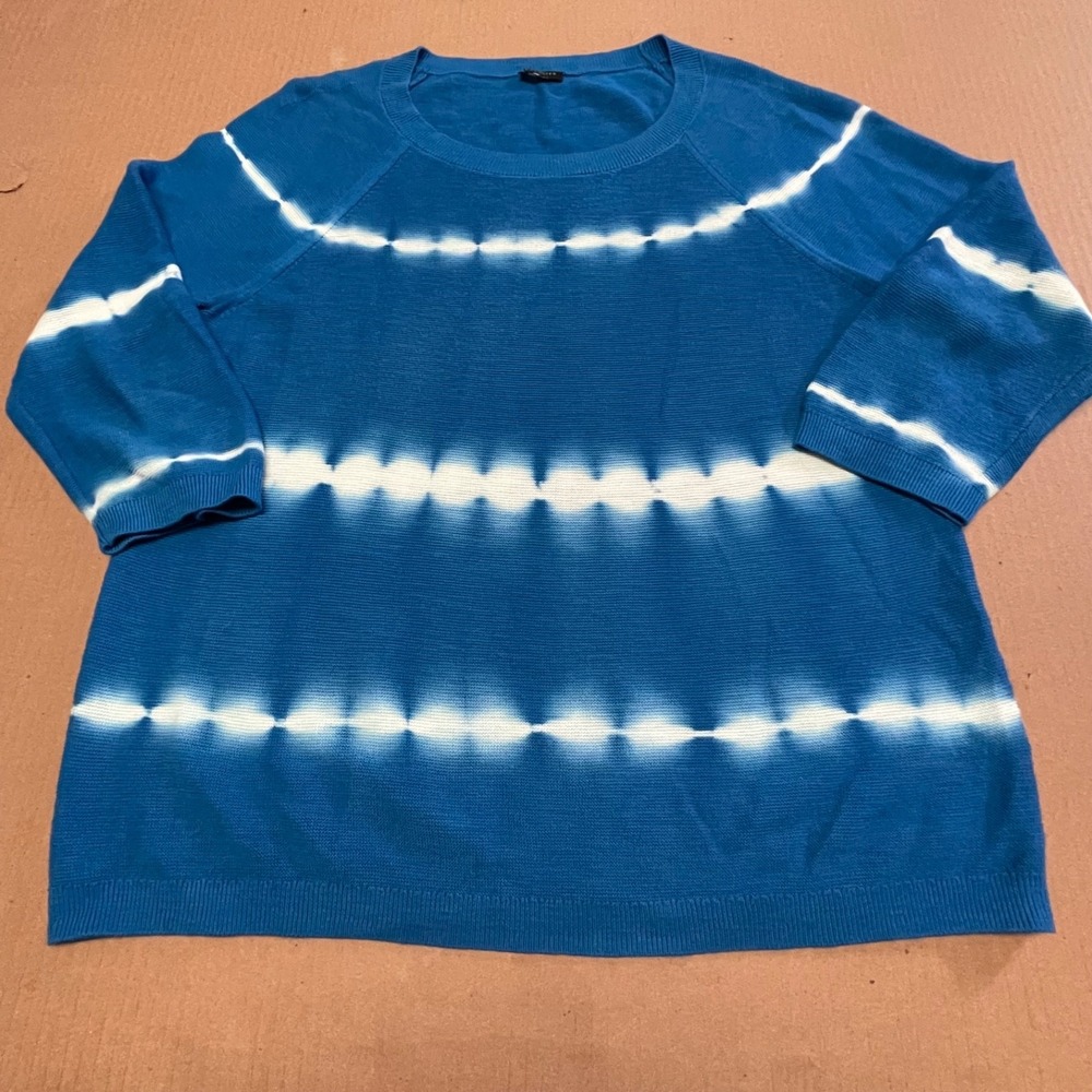 Talbots Petite XLP Horizontal Tie-Dye‎ / Shibori Knit Pullover Sweater Americana